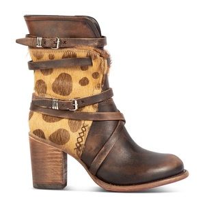 Freebird by Steven Baker boot in brown with leopard print pony hair. NWOB.
